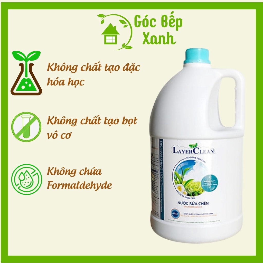 Nước rửa chén hữu cơ Layer Clean 5 lít, layerclean hữu cơ Quế, Quả hồng, Quýt