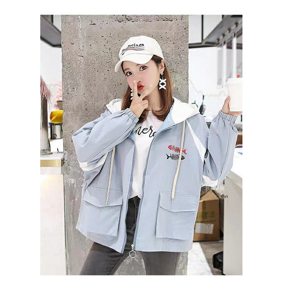 Áo khoác nhẹ thu đông rẻ đẹp in hình FISH BONE 2020
