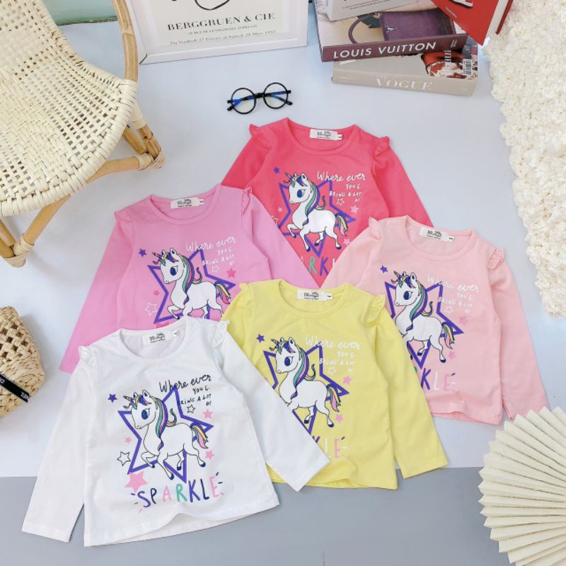 7-19kg Áo thu cổ tròn ngựa pony cho bé gái HÀNG CỰC ĐẸP