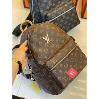 Túi balo LV thời trang cao cấp lót da lộn [Size 27; 30] màu đen và nâu