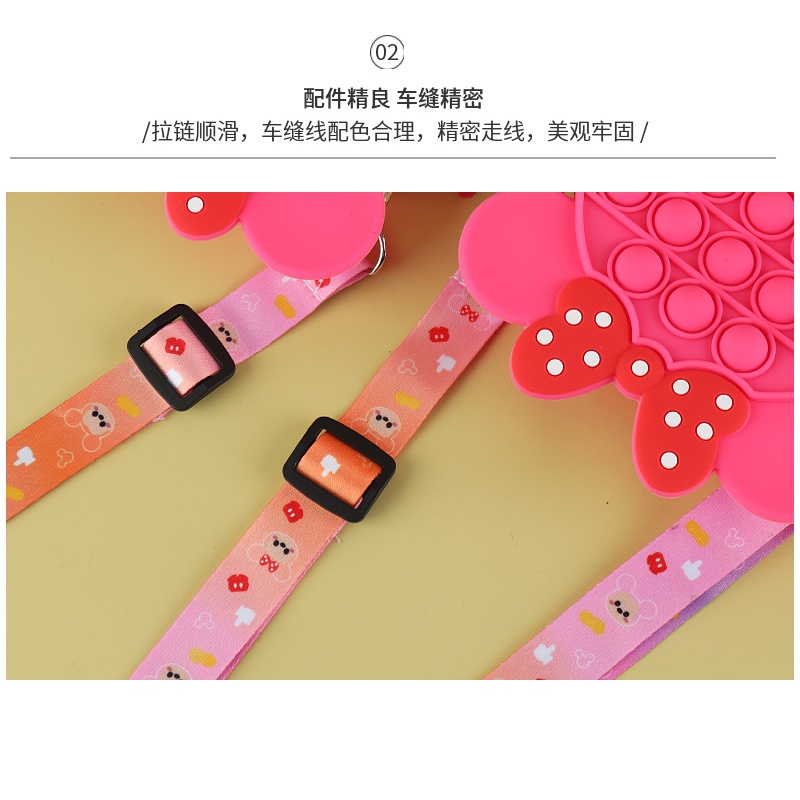 Túi đeo chéo hình chuột Mickey bằng silicon đáng yêu cho bé gái