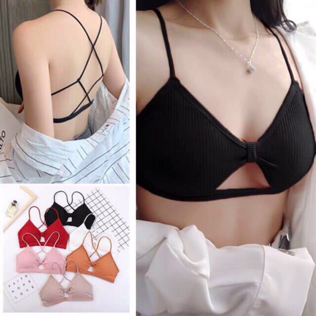 Áo bra nữ nơ trước dây đan sau chất đẹp 9923