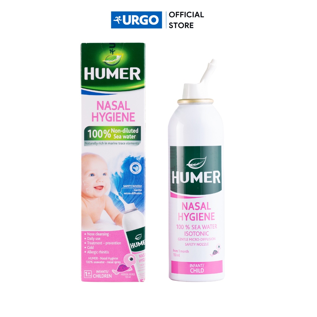 Humer - Dung dịch xịt vệ sinh mũi dùng cho Trẻ sơ sinh/Trẻ em - 100% nước biển - 150ml