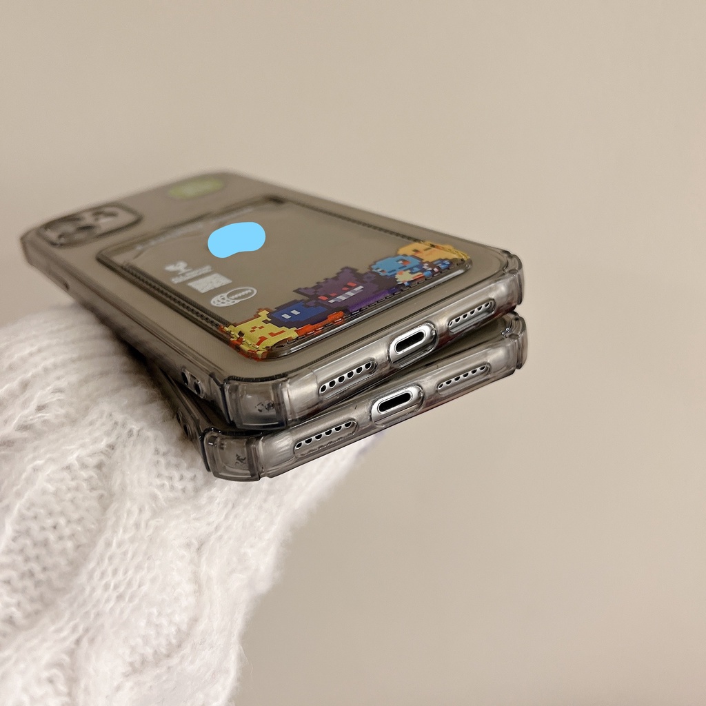 Ốp Điện Thoại Họa Tiết Hoạt Hình Pokemon Kèm Ngăn Đựng Thẻ Chống Sốc Cho iPhone 14 / 13 / 12 / 11 / X / 8 / 7P