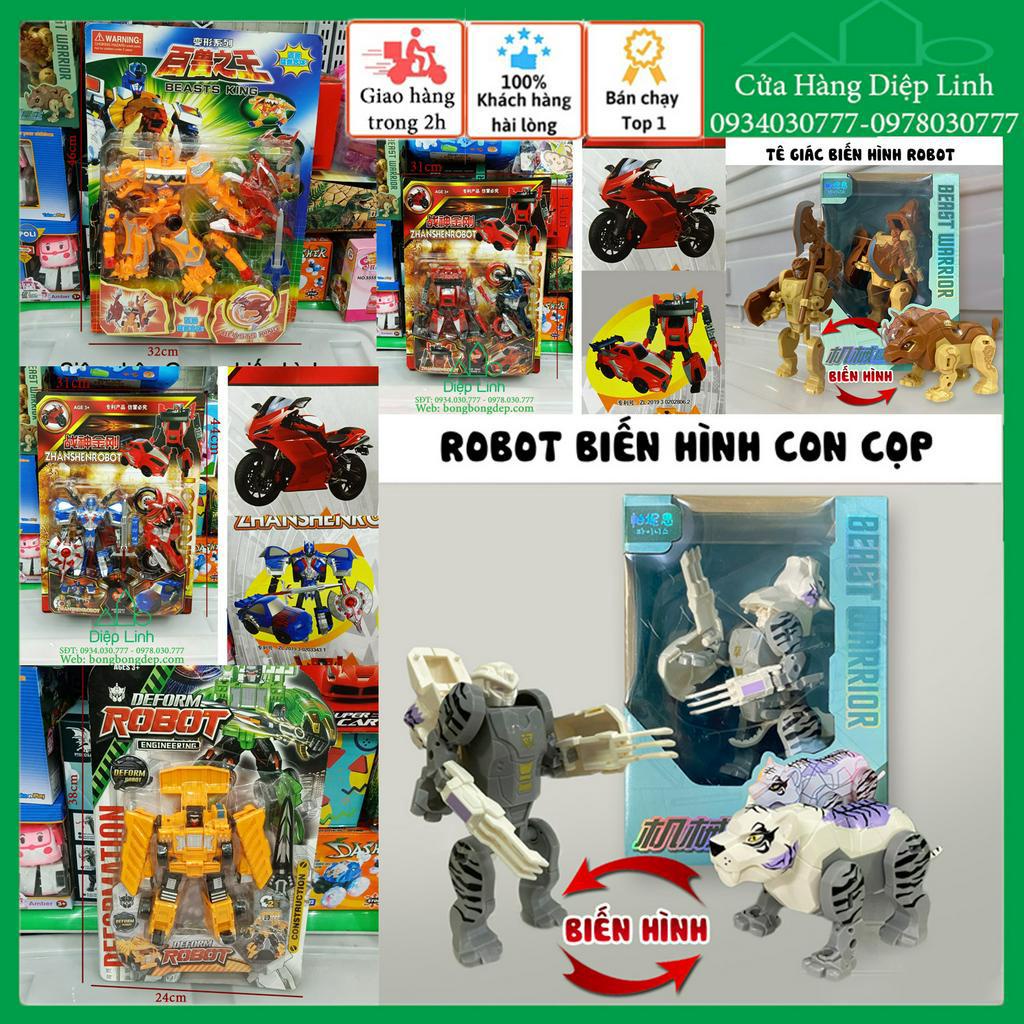 Mô Hình Đồ Chơi Biến Hình Robot Siêu Nhân Thành Tê Giác Cọp 2in1 Xoay Khớp Cho Bé