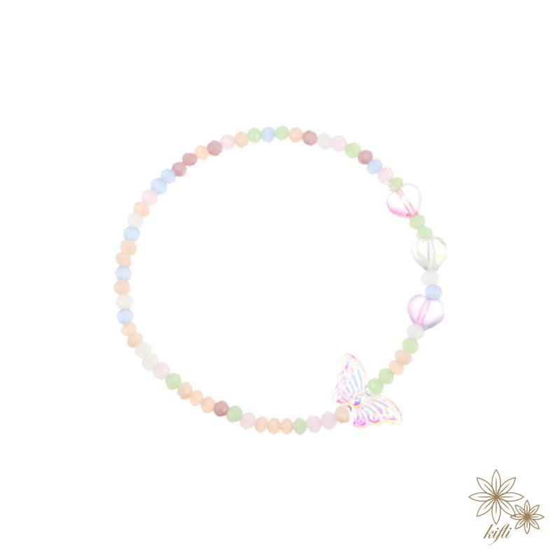 Vòng Tay Dây Thừng Đính Hạt Acrylic Nhiều Màu Hình Bướm Có Thể Điều Chỉnh Xinh Xắn