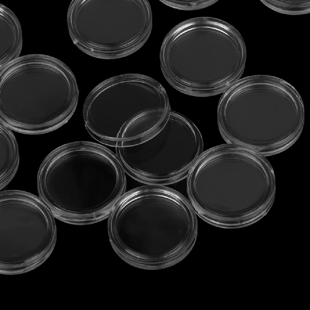 Bộ 10 Hộp Tròn Đựng Tiền Xu 22.5mm Bằng Nhựa Trong Suốt