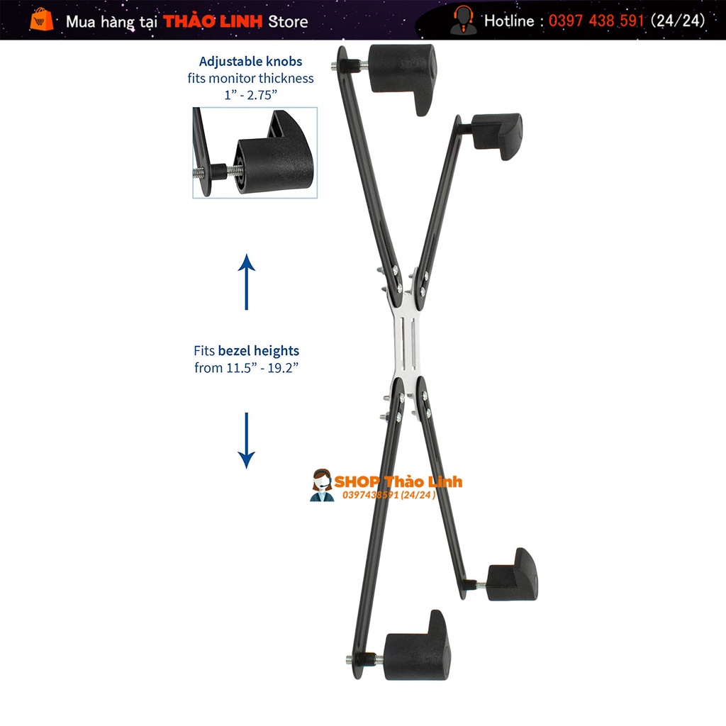 Bộ Kẹp Dành Cho Màn Hình Máy Tính - Không Có Lỗ Ốc Treo Vesa 14 - 27Inch XL01