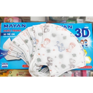 Khẩu trang 3d trẻ em mayan, hộp 10 chiếc