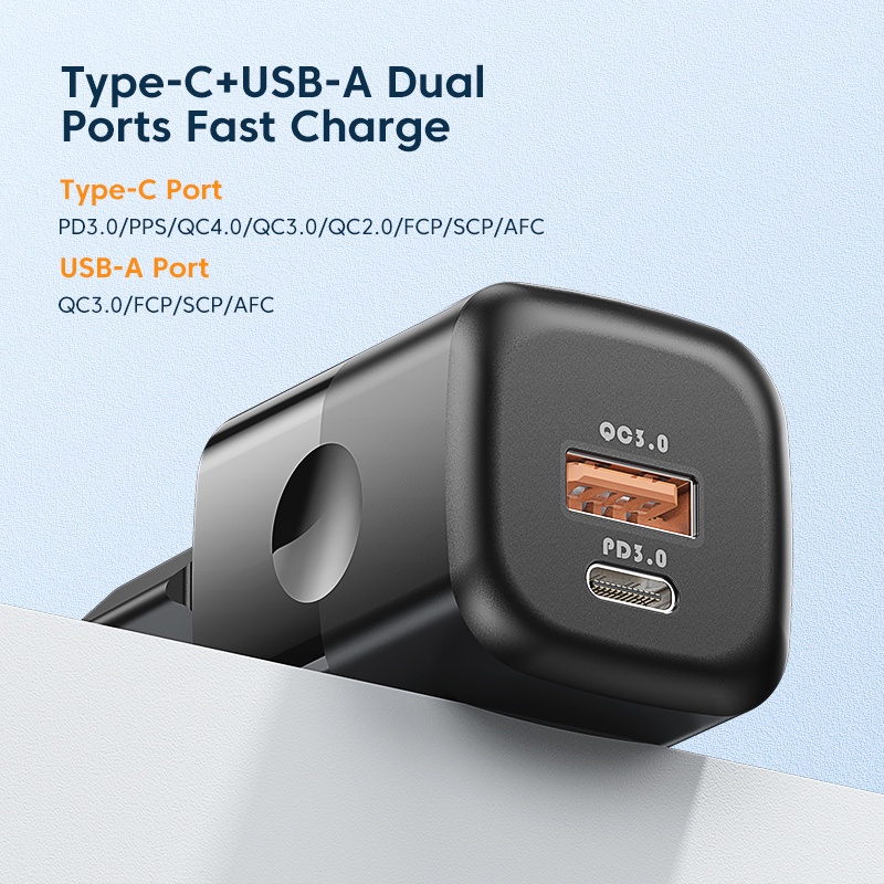 Củ Sạc KUULAA 4.0 3.0 33W PD 3.0 Sạc Nhanh Phích Cắm US EU Cho iPhone Xiaomi