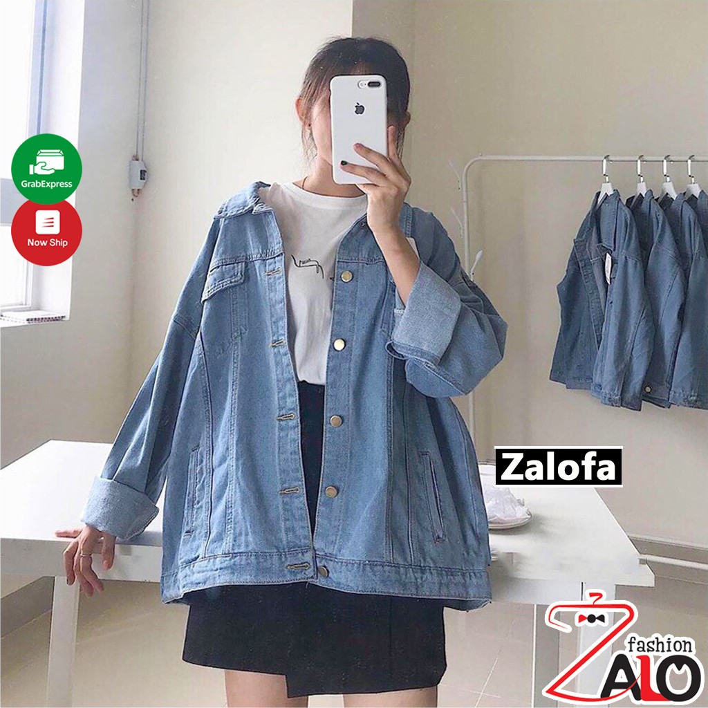 Áo khoác jean Unisex Form Rộng BASIC Áo khoác bò Nam Nữ trơn Cao Cấp nhiều màu Unisex Zalofa