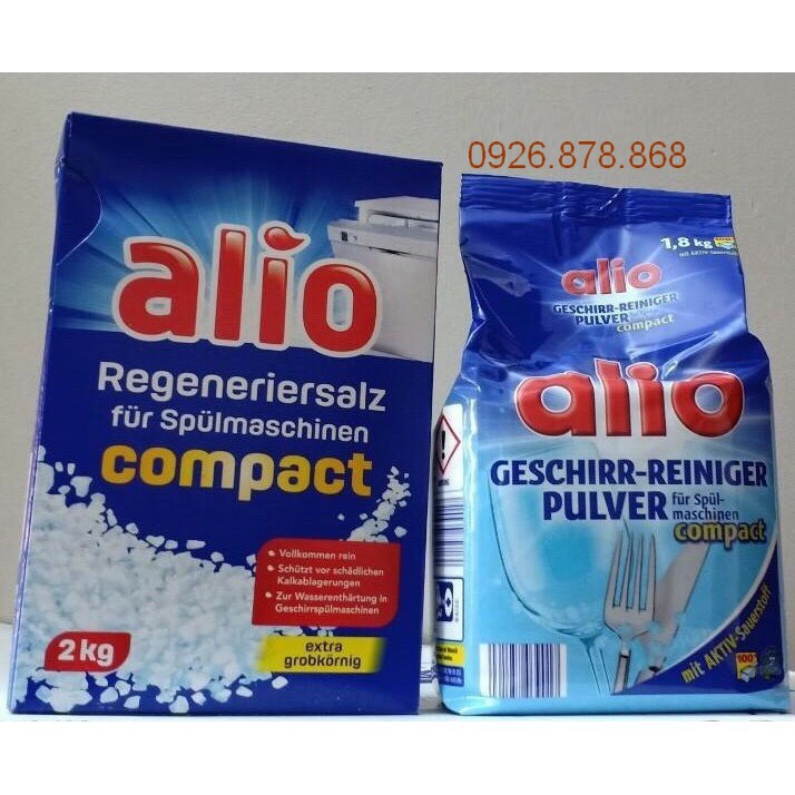 Muối rửa bát Alio 2kg + Bột rửa bát Alio 1,8kg