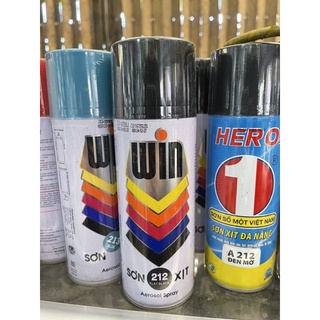 Sơn xịt win màu đen bóng 210 / sơn xịt xe máy