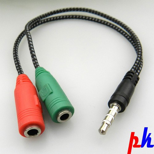 Jack gộp audio và mic bọc dù chống đứt gãy - jack gộp tai nghe - JGBD35