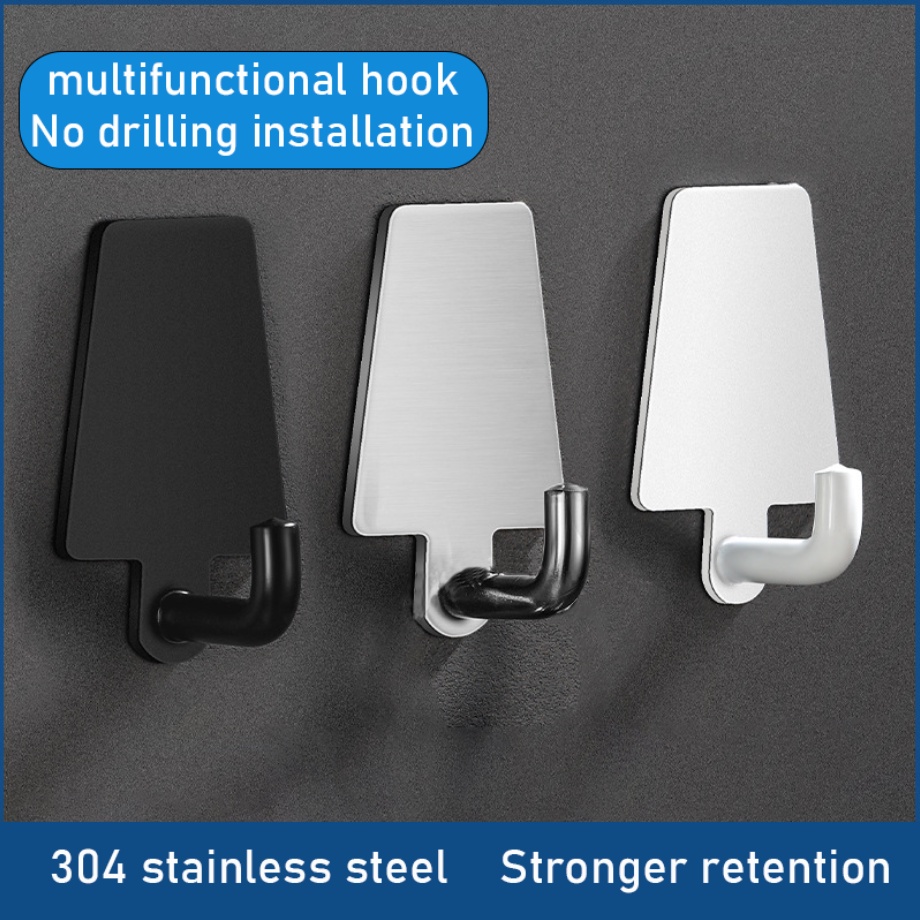 Móc bằng thép không gỉ Móc dán tường cho nhà bếp Móc liền mạch không có lỗ đục lỗ Móc treo tường tự dính