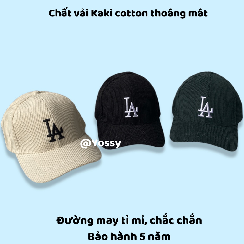 Mũ lưỡi trai LA chất nhung tăm cao cấp phong cách Hàn Quốc - Nón kết nam nữ Yossy