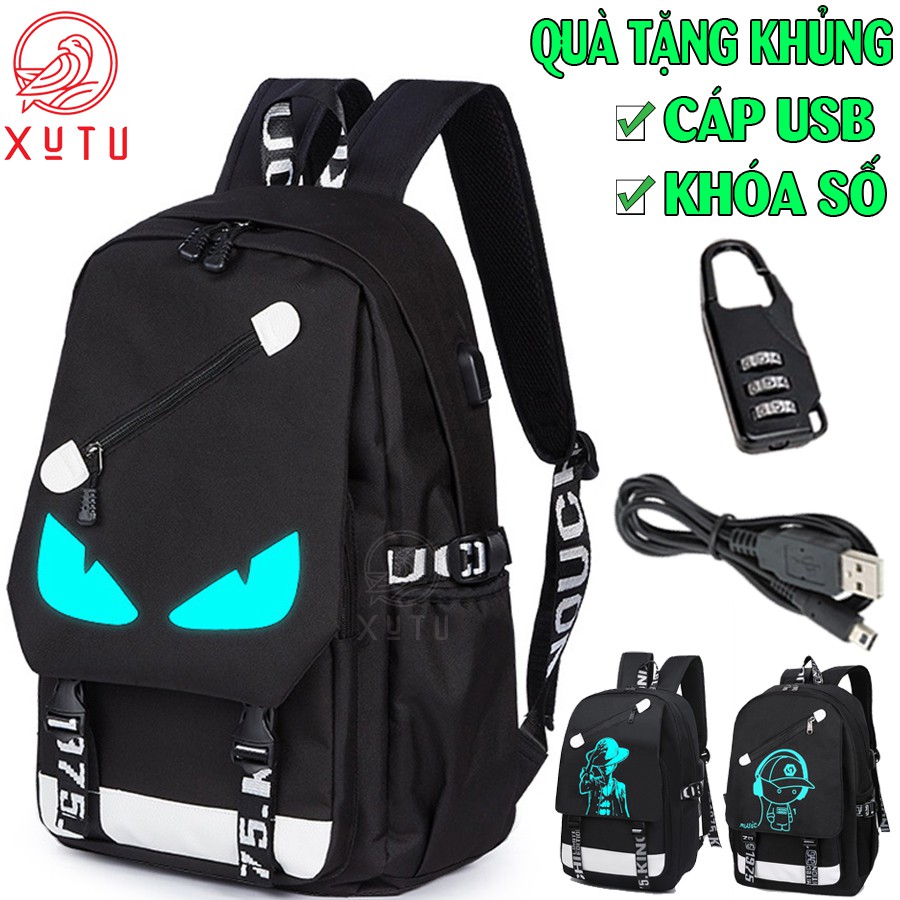 Balo nam nữ đi học đi chơi phát sáng Xutustore hình Mắt phong cách cá tính - TẶNG cápUSB+Khóa số - Cặp đi học HOT 2021