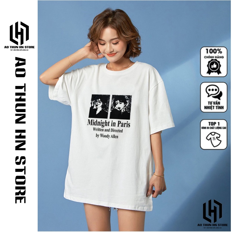 Áo Thun Tay Lỡ MidNight in Paris ÁO phông unisex cổ tròn form rộng chuẩn Hàn dưới 75kg co dãn 4 chiều