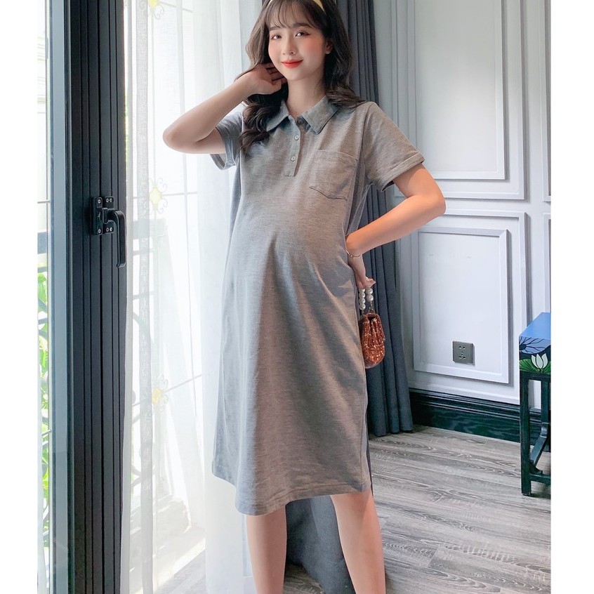 MEDYLA - Đầm bầu công sở dự tiệc thiết kế xinh dáng polo cotton cho bầu đi chơi du lịch cực xinh - VS817