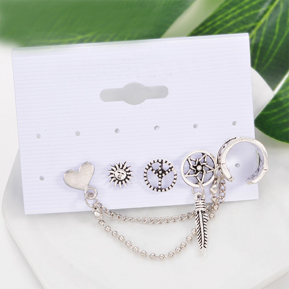 Set 4 Khuyên Tai HìNh Lá / TráI Tim / TráI Tim ThờI Trang Cho Nữ