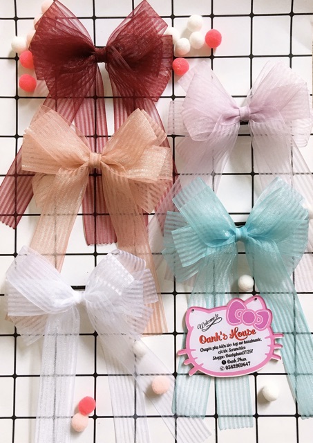 Kẹp nơ voan sọc