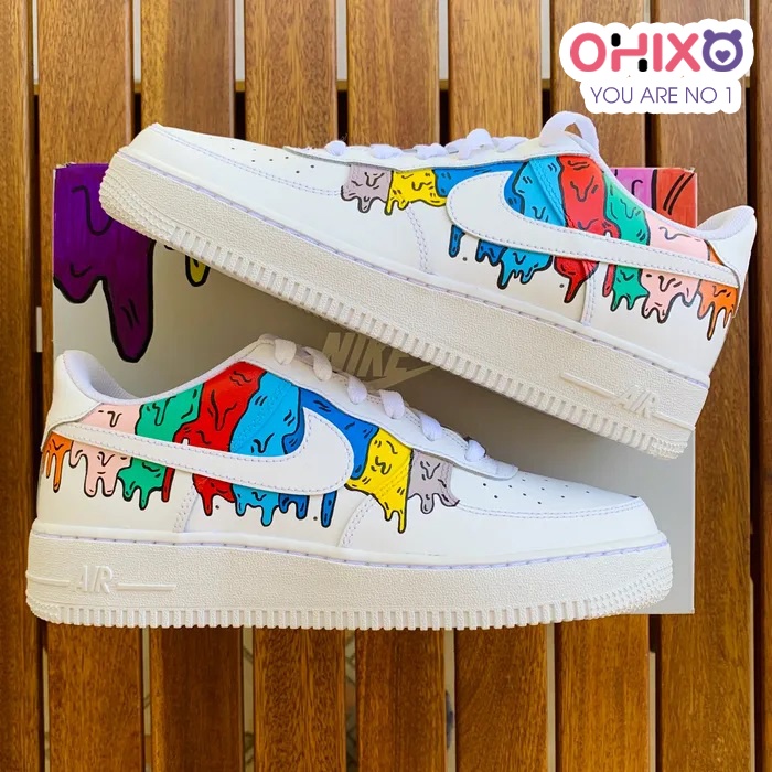 Giày Thể Thao Nữ AF1 Custom Sneaker Hàn Quốc Chất Đẹp Đế Bằng OHIXO AFC01