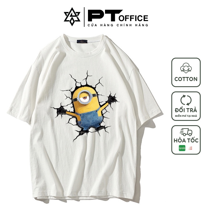 Áo Phông tay lỡ MINION ngã ngửa form unisex dáng chuẩn - cotton 100% - PT Office