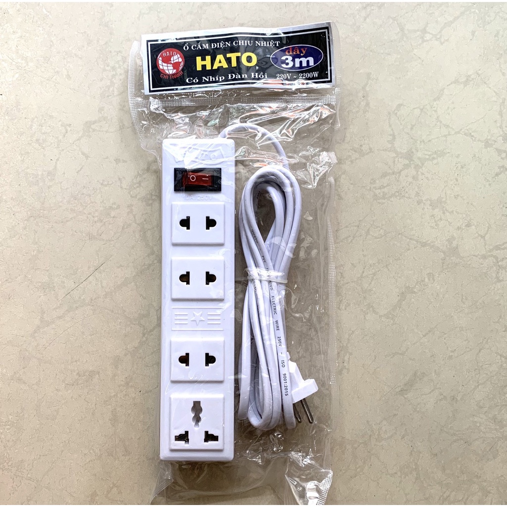 Ổ ĐIỆN HATO - 4 LỖ 1 CÔNG TẮC ( DÀI 3M )