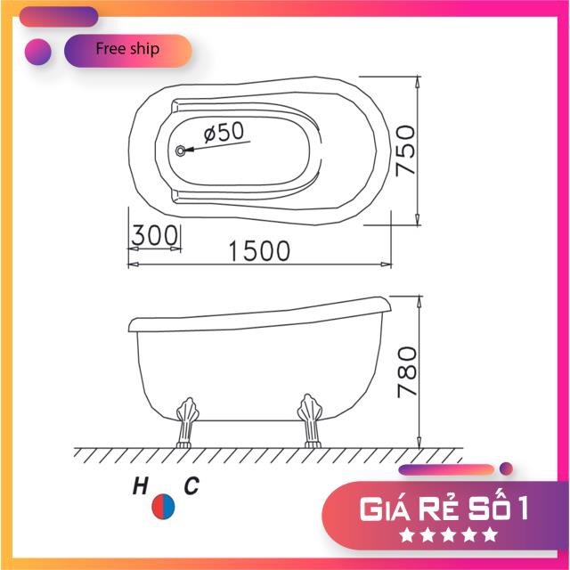 Bồn tắm nằm CAESAR KT1150 bao gồm sen vòi chính hãng