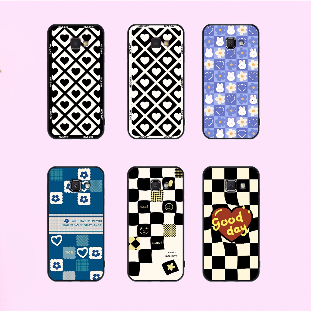 Ốp lưng Samsung J7 Prime - J4 Plus - J4 Core / J4+ in hoạ tiết caro trái tim đen trắng, gấu bear cute đáng yêu