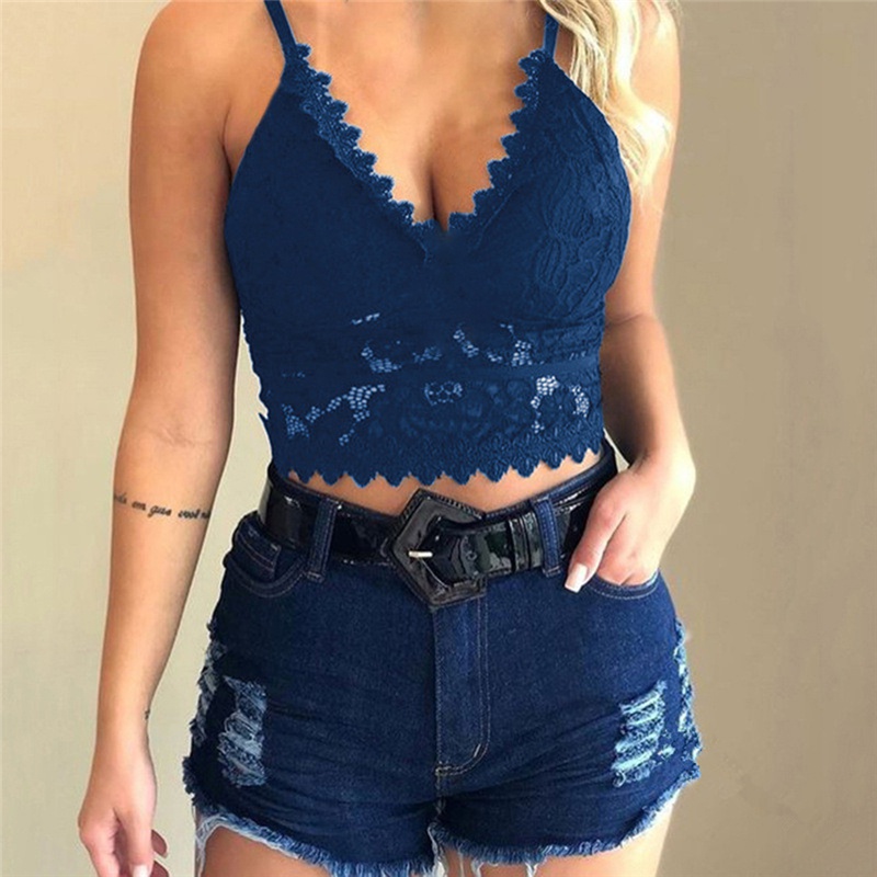 Áo lửng hai dây phối ren thời trang quyến rũ cho nữ size XS-3XL