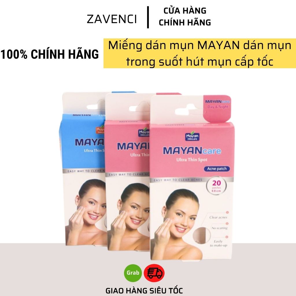 Miếng Dán Mụn MAYAN Dán Mụn Trong Suốt Hút Mụn Cấp Tốc (20 miếng +4)