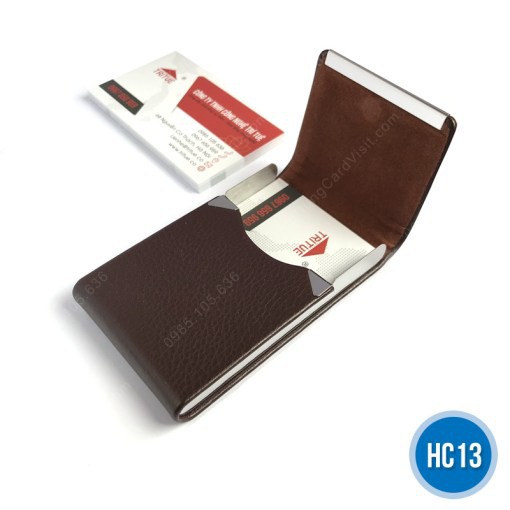Hộp name card cao cấp da PU HC13 nâu sang trọng cho nam