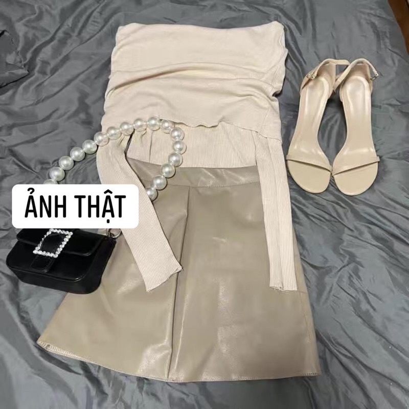 Áo len trễ vai mặc 2 kiểu hàng quảng châu taobao chất liệu len tăm do dãn 4 chiều