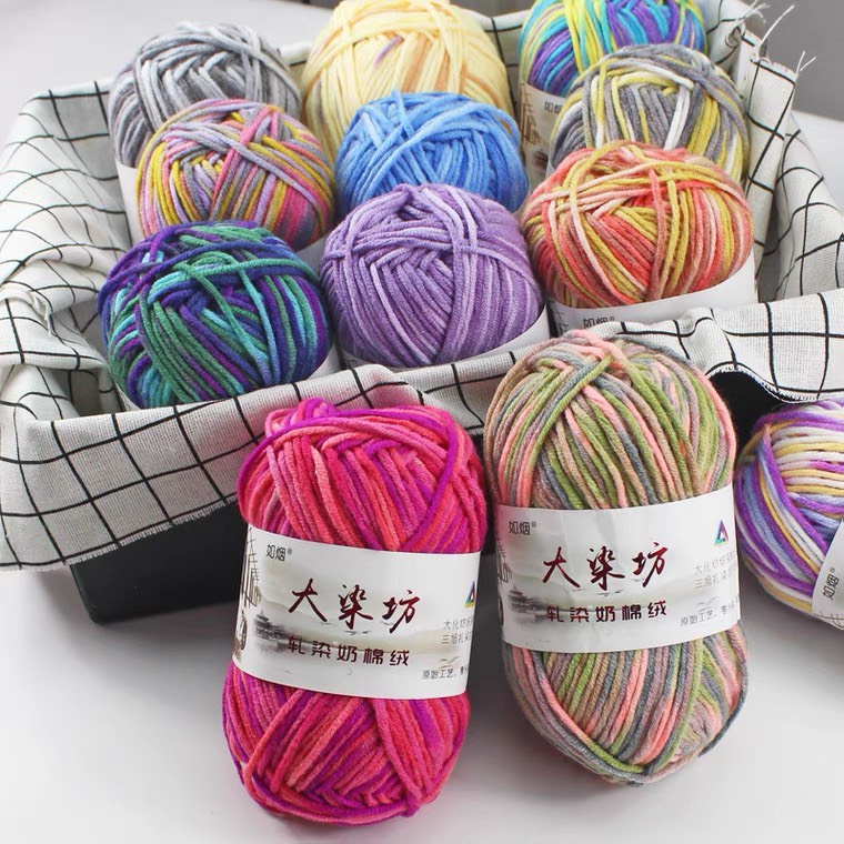 Len Milk Cotton Màu Loang - Cuộn 50gr