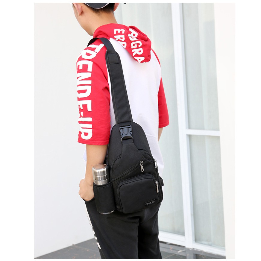 Túi đeo chéo nam nữ tích hợp cổng kết nối USB, vải canvas kiểu dáng mới 2020 TDC555 | BigBuy360 - bigbuy360.vn