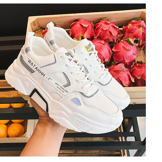 Giày Thể Thao nam - Giày Sneaker Phản Quang Màu Trắng ôm Chân Chống Trơn kiểu Hàn Quốc hd23