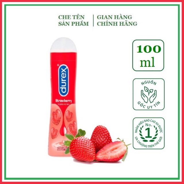 [Chính hãng] Gel bôi trơn tạo độ ẩm tự nhiên hương dâu Durex Saucy Strawberry 100ml