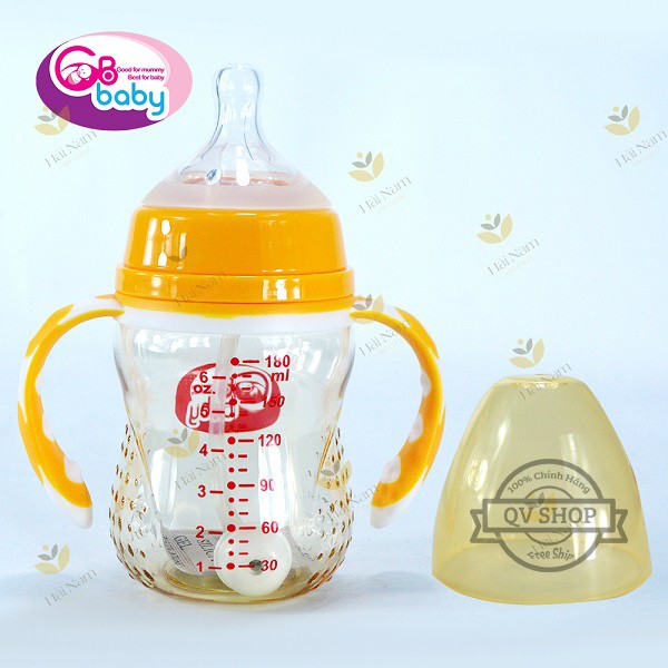 Bình sữa nhựa PPSU GB-Baby 180ml Hàn Quốc có tay cầm - Tặng 1 núm ti siêu mềm