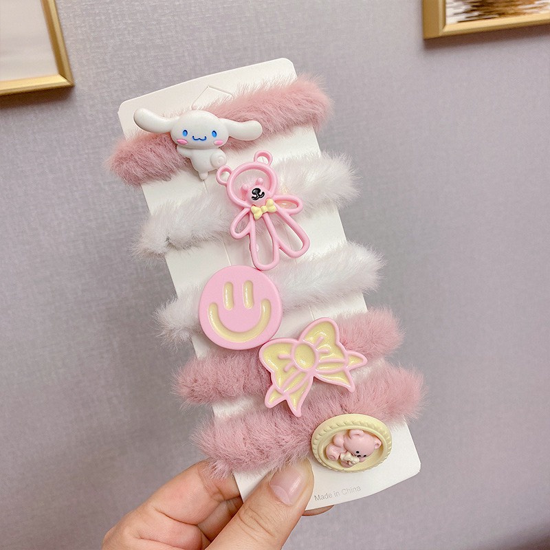 Set 5 Chun Buộc Tóc Dành Cho Nữ Lông Nhung, Đính Icon Siêu Xinh , Siêu Cute