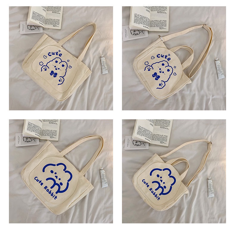 Túi Xách Canvas Sức Chứa Lớn Thiết Kế Đơn Giản Dễ Phối Đồ Cho Học Sinh