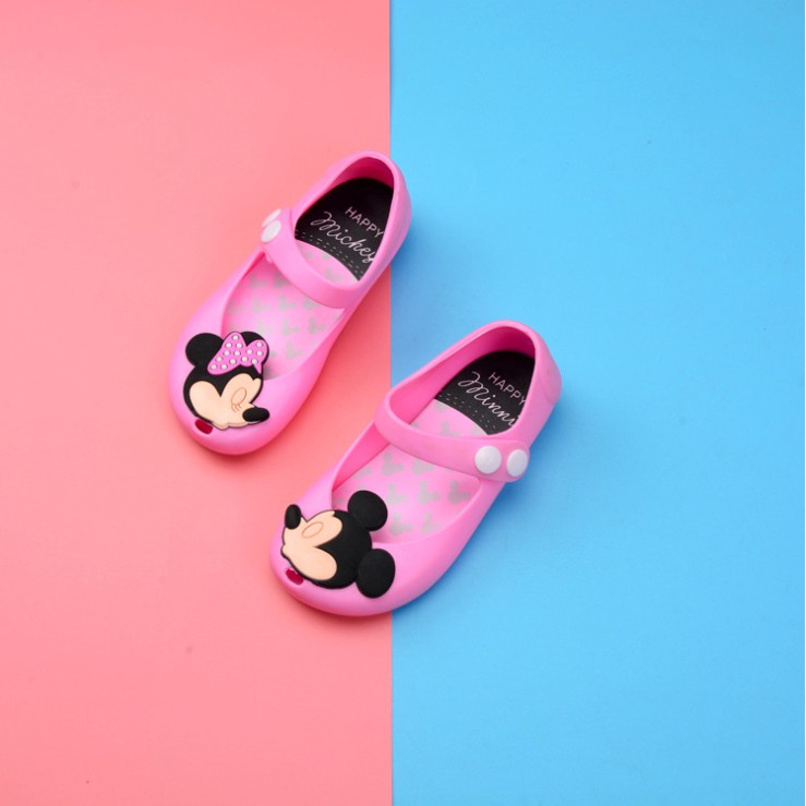 Giày sandal bằng nhựa PVC mềm hình chuột Mickey cho bé gái