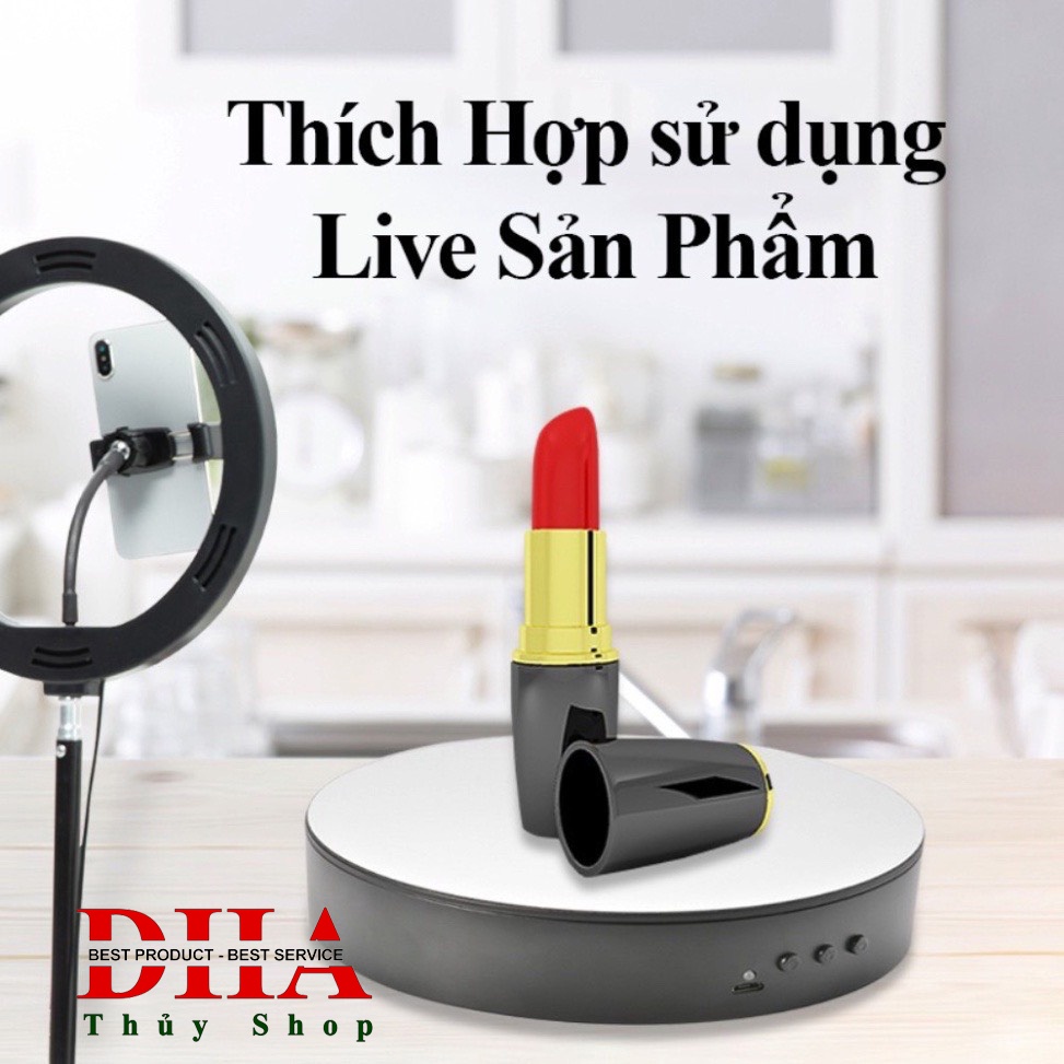 ĐẾ XOAY HỖ TRỢ CHỤP ẢNH, QUAY VIDEO, LIVE STREAM SẢN PHẨM TỰ ĐỘNG 360 ĐỘ ĐƯỜNG KÍNH 15CM CHỊU LỰC 3KG - SẠC USB - BH 1 T