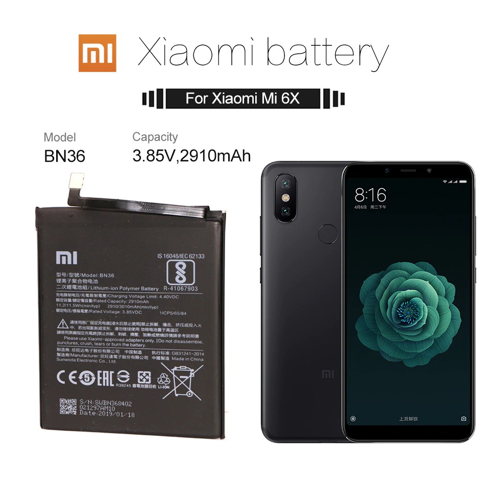 Pin Sạc Thay Thế Cho Xiaomi Mi 6X/ Mi A2 - BN36 , Pin Xiaomi Mi A2/ Mi 6X