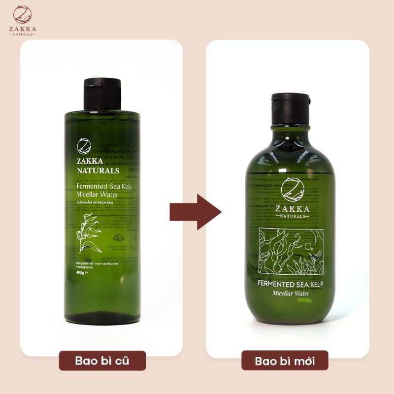 ✨CHÍNH HÃNG✨Nước tẩy trang Micellar Water Zakka Naturals 3in1 (size lớn 500ml) Fermented Sea Kelp Micellar Water