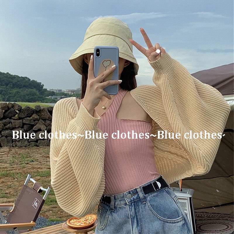 Áo khoác cardigan dệt kim dáng ngắn thời trang hàn quốc - Blue Clothes