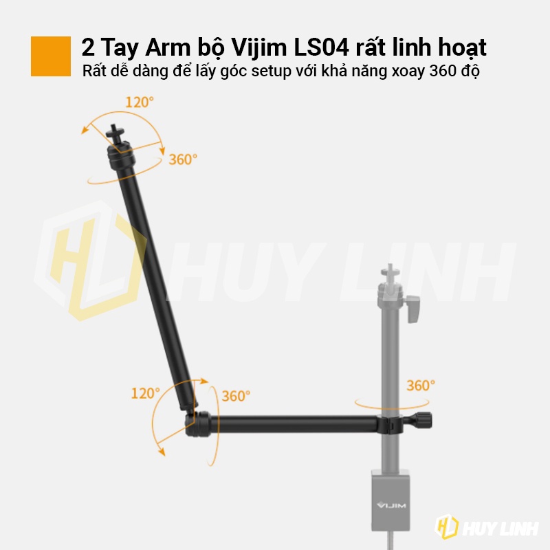 VIJIM LS04 Flexible Arm - Bộ 2 tay mở rộng gắn đèn, micro, máy ảnh DSLR khả năng tải 1Kg