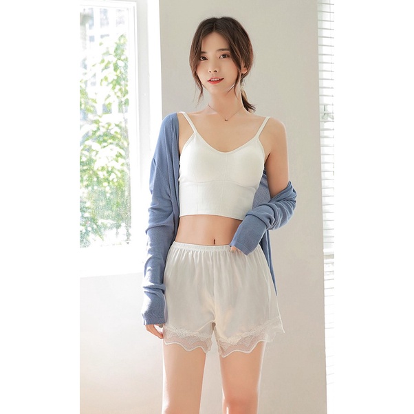 Quần lót váy nữ bảo hộ vải ren phối satin bóng, có thể mặc ngoài, thoải mái, thoát mát (MS 08006) Anna Shop