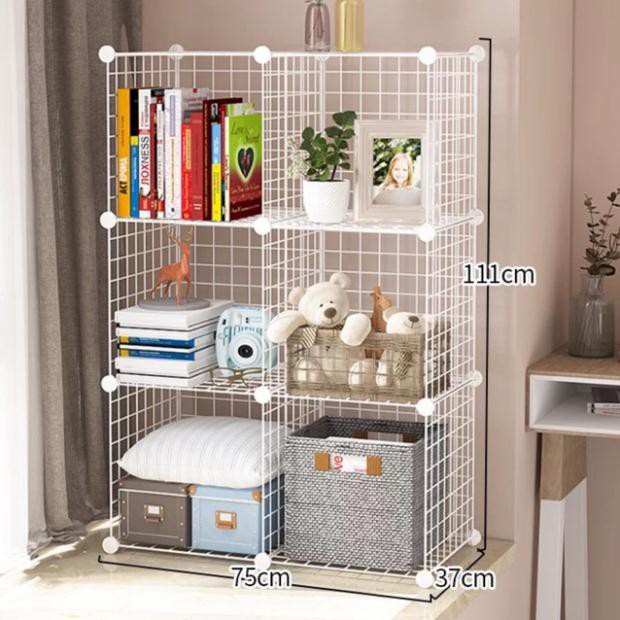 [SỈ] BÁN THEO TẤM- TẤM GHÉP TỦ KỆ GHÉP LƯỚI SẮT ĐA NĂNG SIZE 35x35cm/1 tấm. Có sẵn 3 màu đen trắng hồng