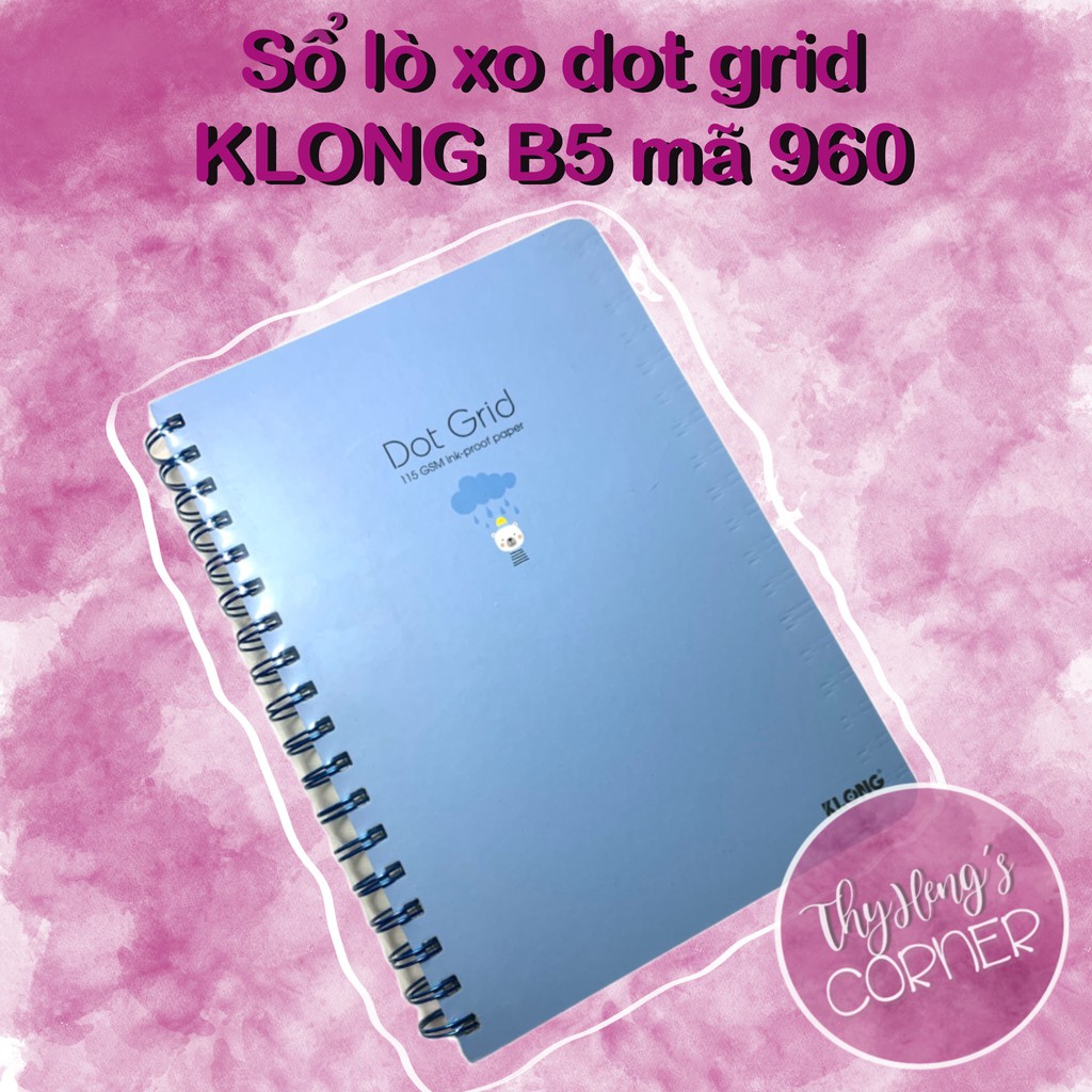 Sổ lò xo kép chấm Dot Grid B5 KLONG - 200 trang - Định lượng giấy cao, chống lem tốt - MS960 (Nhiều màu)